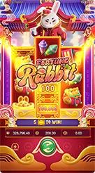 Fortune Rabbit · Pantau angka taruhan, saldo kredit, dan spanduk informasi tengah.